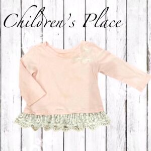 Children’s Place Top Pink Long Sleeve Lace Trim  Shirt Infant Size 12-18 Months